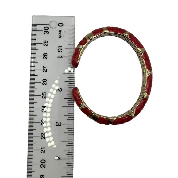 Lauren G Adams Enamel Engagement Cuff Bracelet Quick Release Clasp Gold Plated - Picture 8 of 8